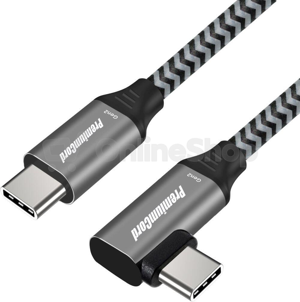 PREMIUMCORD USB-C 3.2 gen 2, zahnutý, oplet, 2m (ku31cu2)