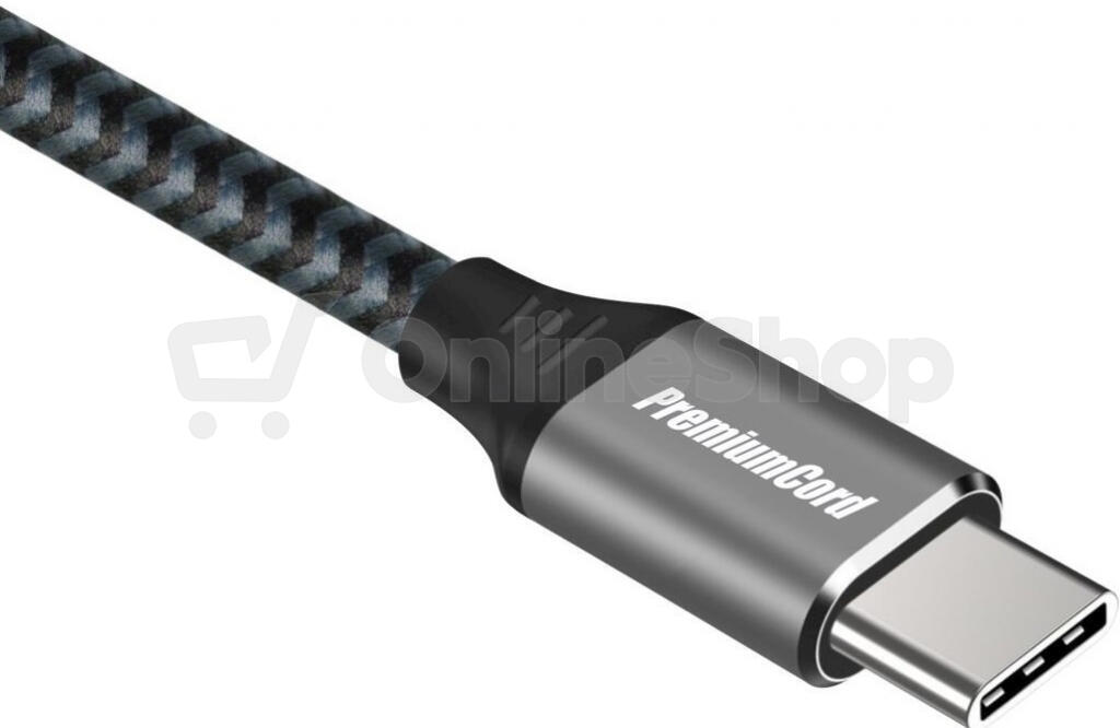 PREMIUMCORD USB-C 3.2 gen 2, zahnutý, oplet, 2m (ku31cu2)