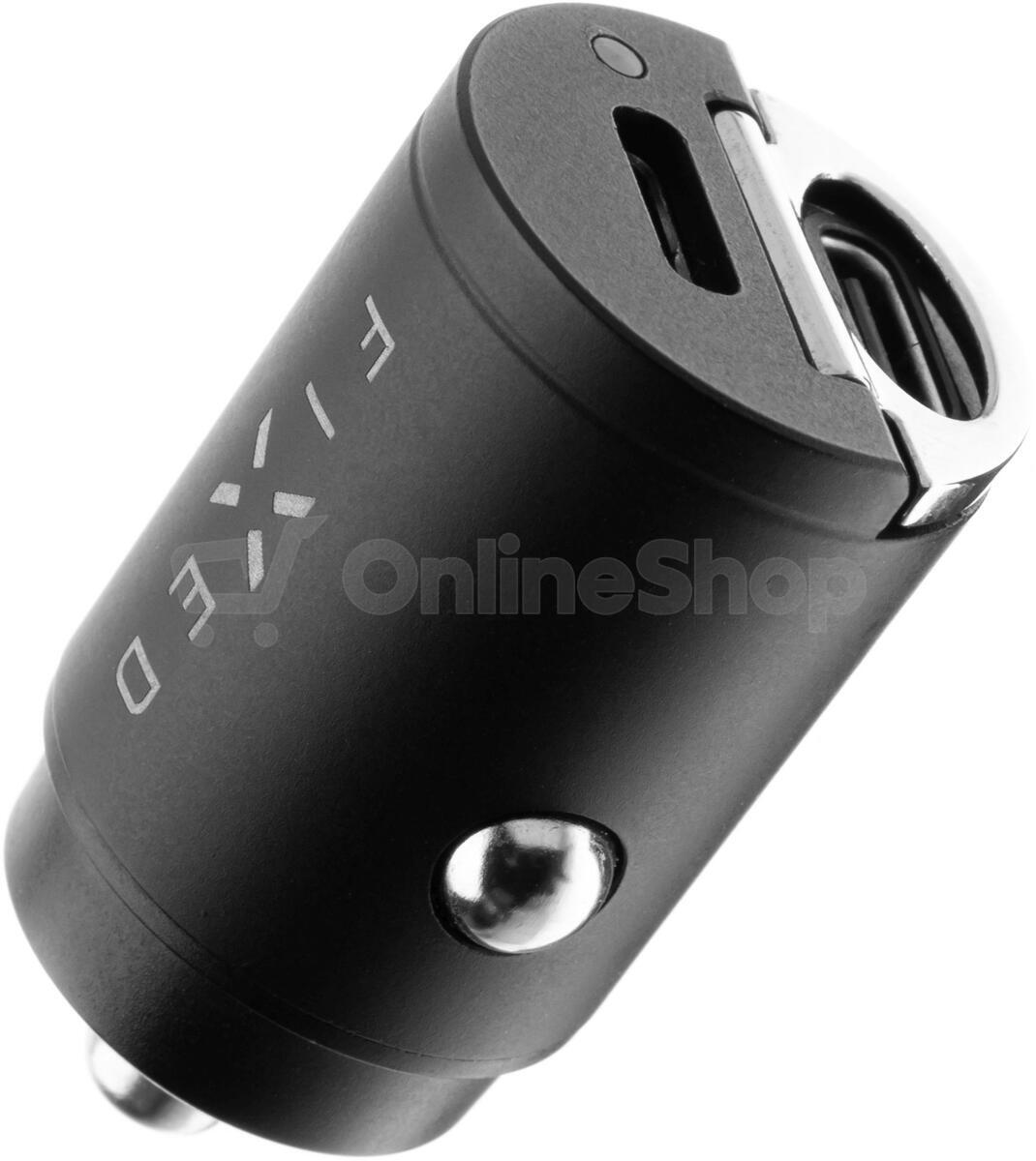 Autonabíječka FIXED s 2xUSB-C výstupem v miniaturním provedení, podpora PD, 30W, černá