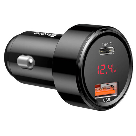 Baseus Magic Series PPS Digital Display duln adaptr do automobilu USB-A QC + USB-C PD 45W, ern (foto 2)