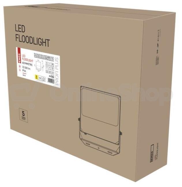 Emos LED reflektor ASIMO asymmetric 300W, černý, neutrální bílá (ZS1300A)