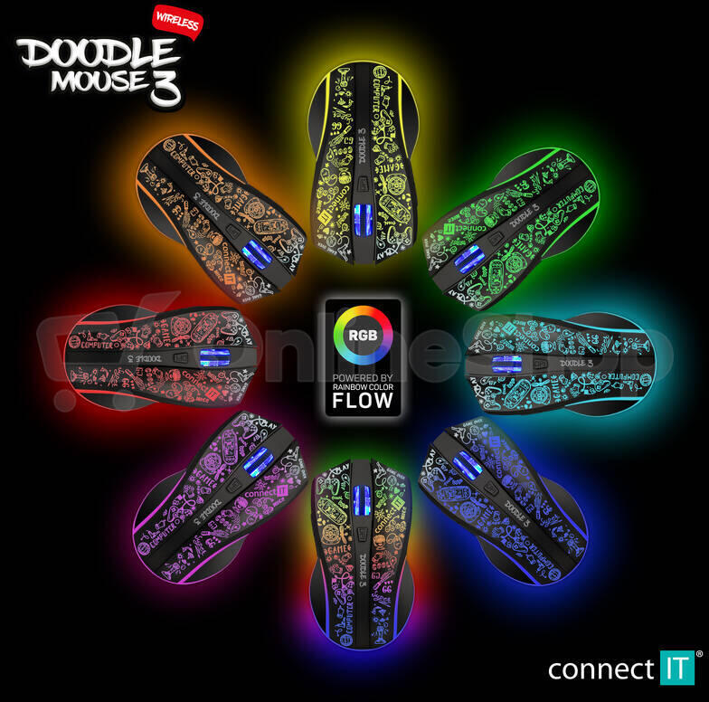 CONNECT IT DOODLE 3 bezdrátová herní myš, černá (CMO-3530-DD)