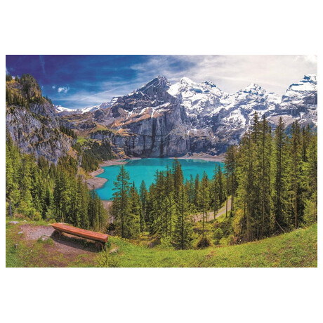 TREFL Puzzle Jezero Oeschinen Alpy, vcarsko 1500 dlk 85x58cm v krabici 40x26x6cm