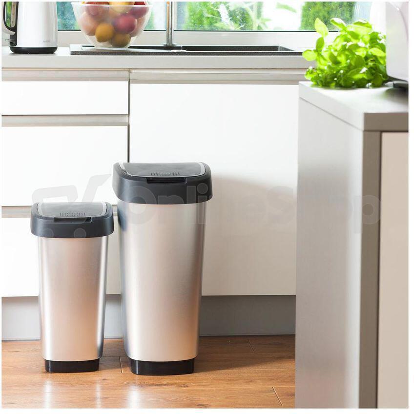 Odpadkový koš ROTHO TWIST METALIC, 50 l