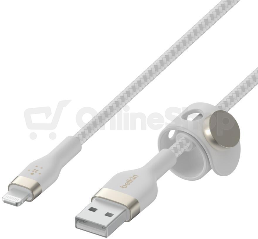 Belkin kabel USB-A s konektorem LTG,3M bilý pletený (CAA010bt3MWH)