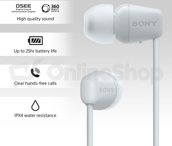 SONY WIC100W.CE7 bezdrátová sluchátka do uší - white