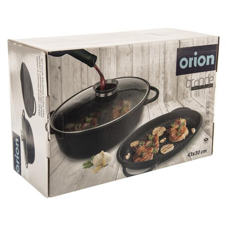 Oboustrann pek Orion GRANDE Aroma s poklopem a poklic, 43x30 cm