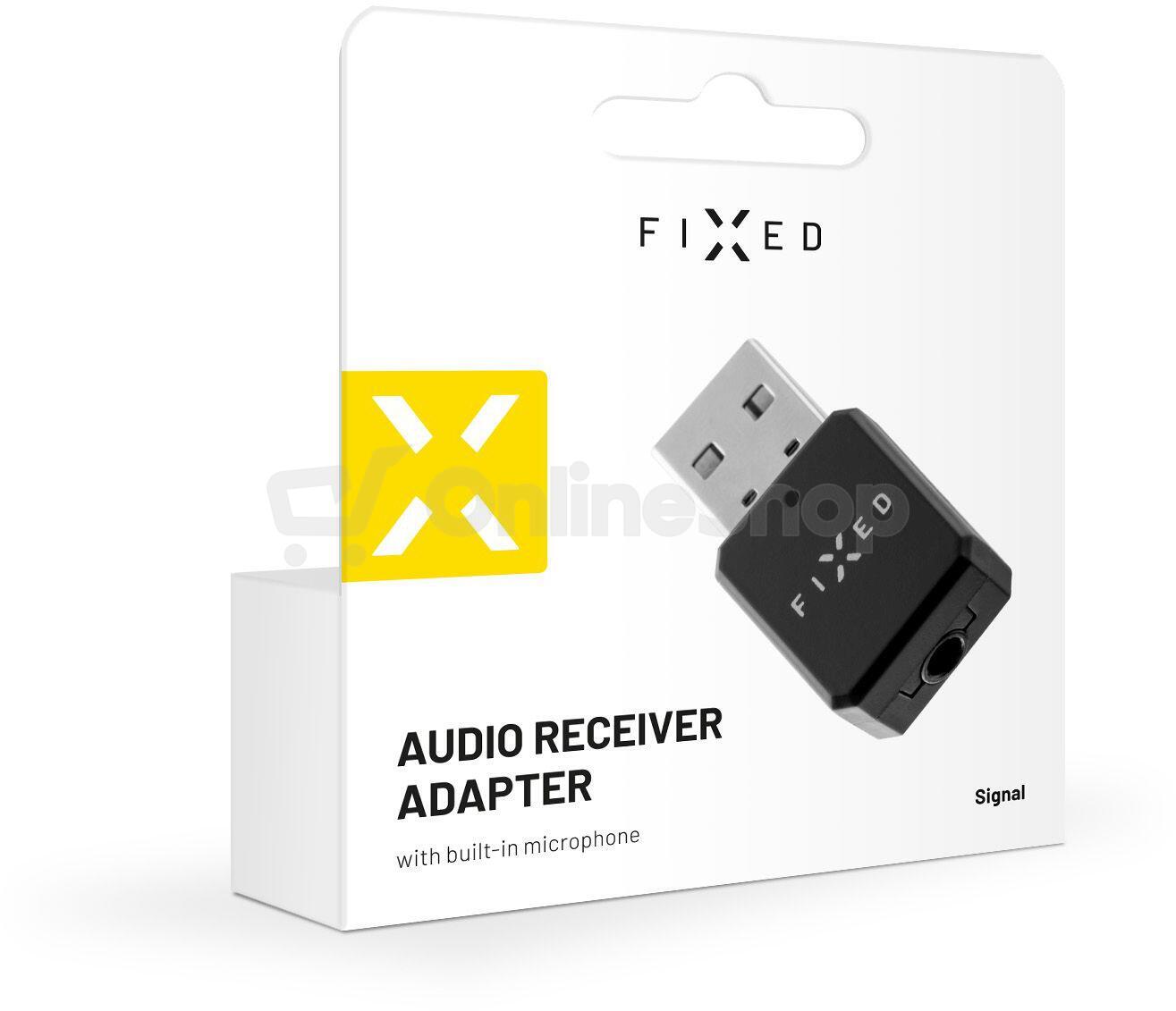 Bluetooth audio přijímač FIXED Signal se zabudovaným mikrofonem, černý