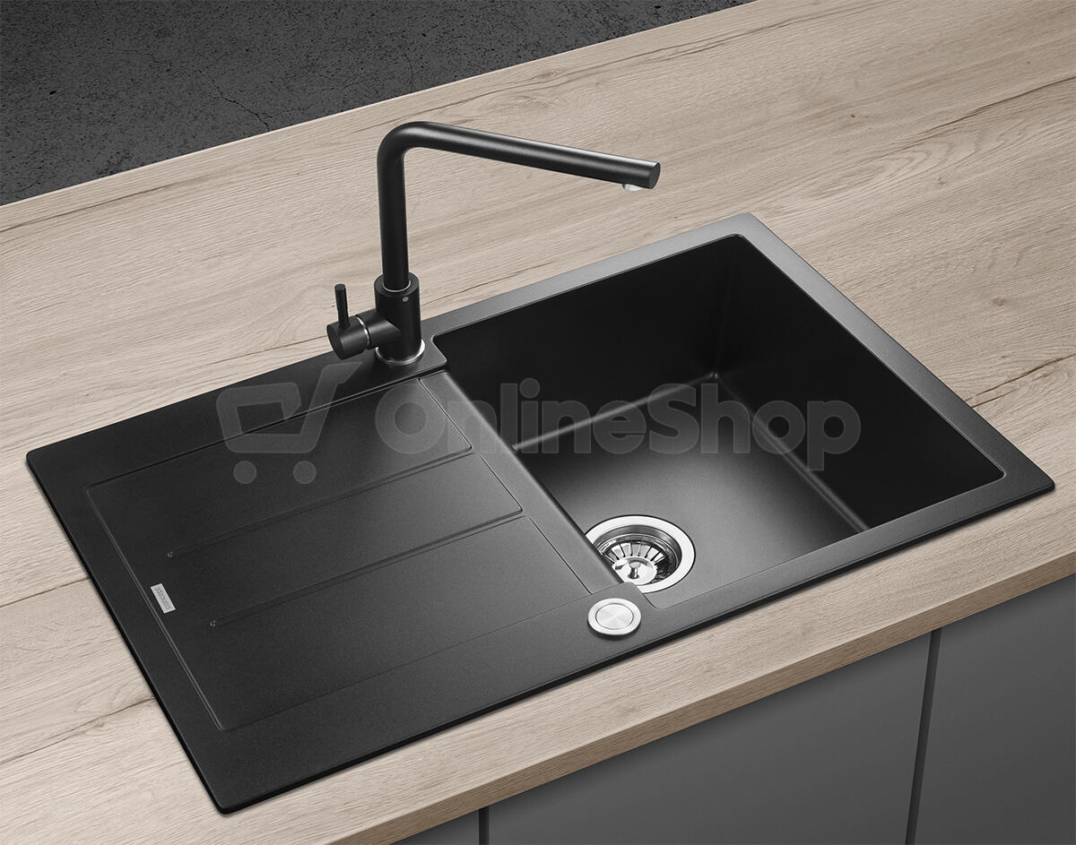 Concept SET Dřez granitový s odkapem DG10C45bc + Baterie dřezová granit BDG4227bc