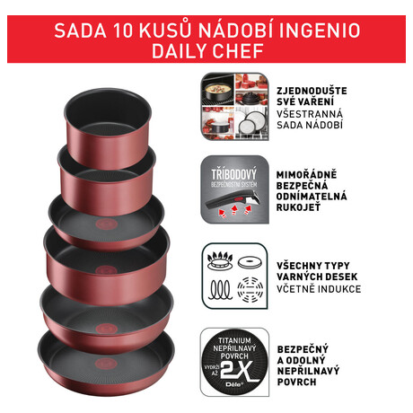 Sada ndob Tefal Ingenio Daily Chef L3989402 10 ks