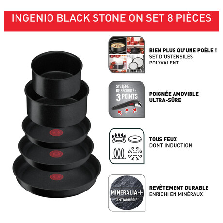 Sada ndob Tefal Ingenio Black Stone L3998802 8 ks