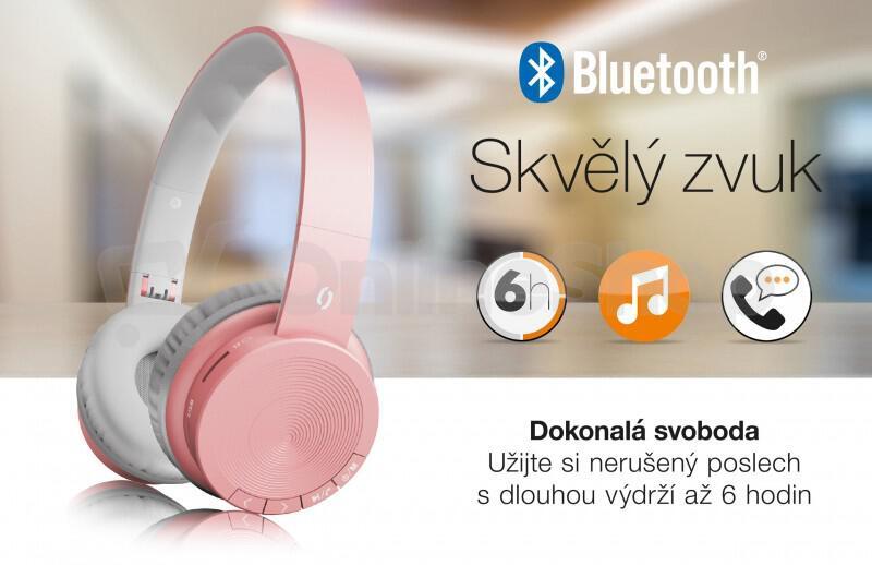 Bluetooth sluchátka ALIGATOR AH02, FM, SD karta, rosegold