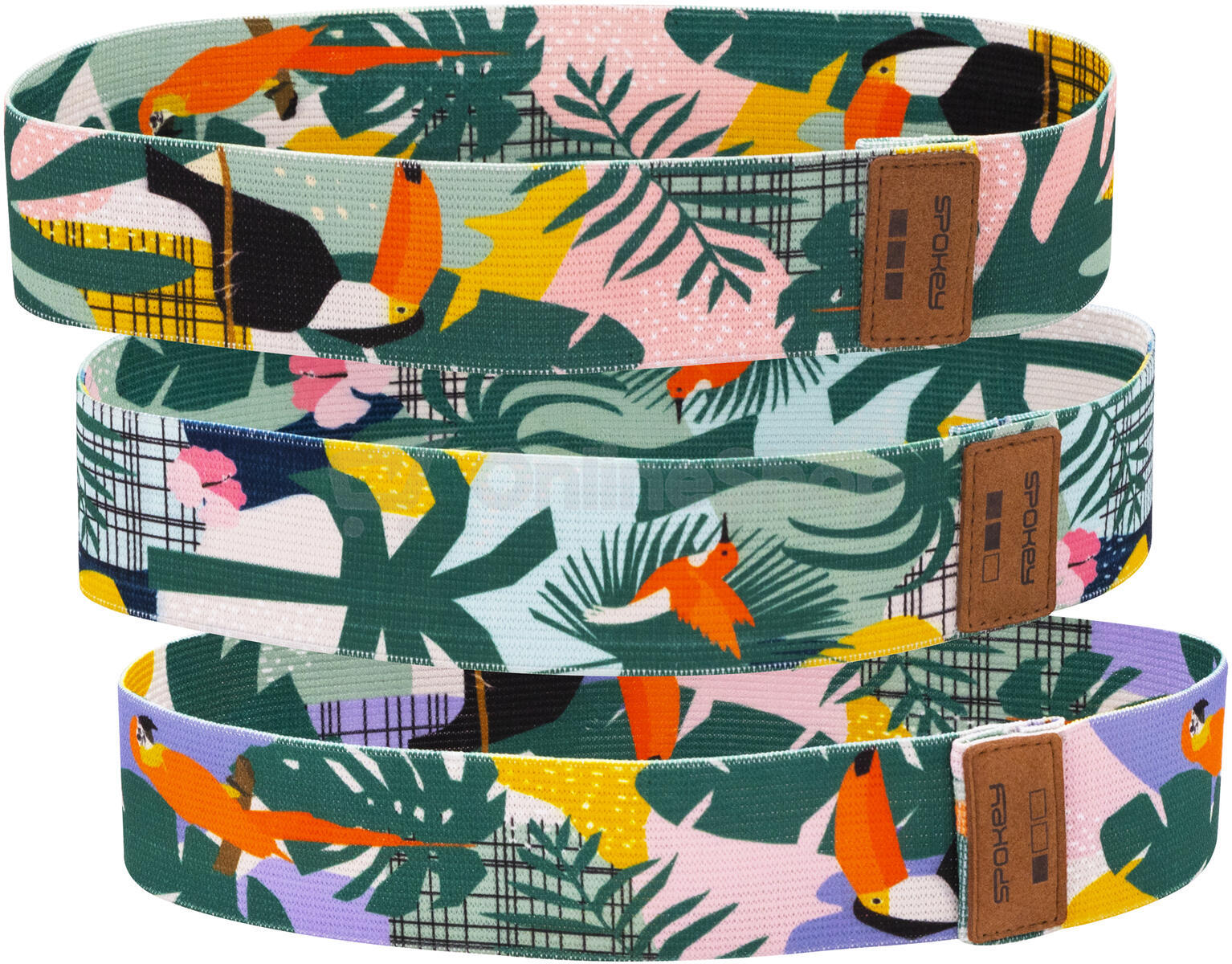 Spokey HOME JUNGLE SET Sada 3 posilovacích textilních gum s obalem