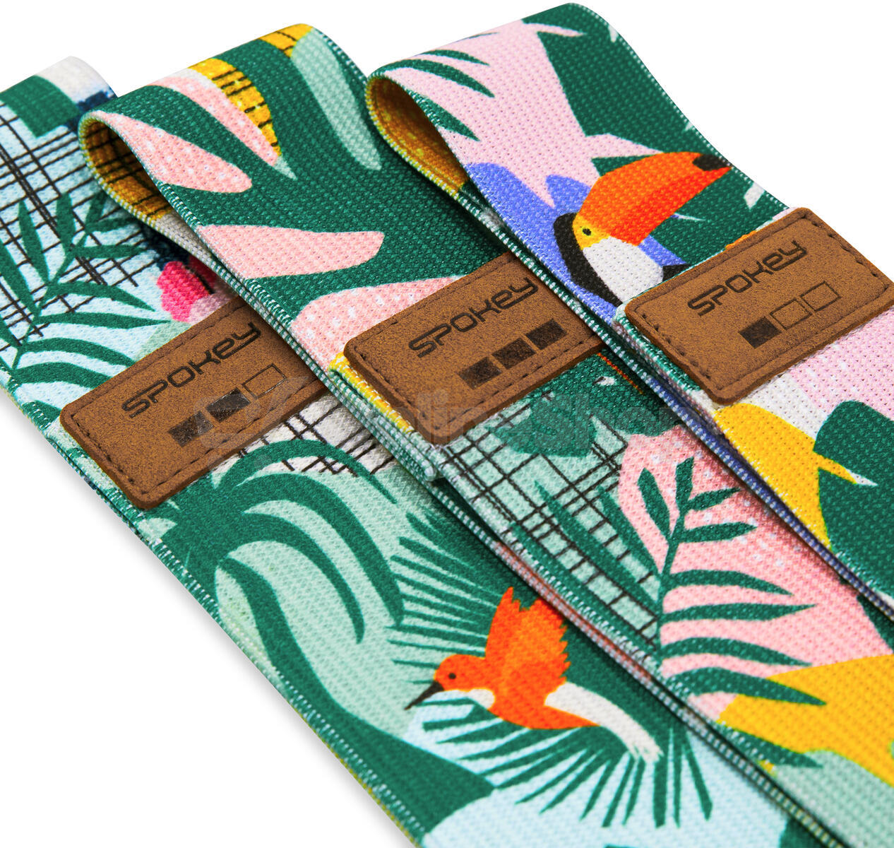 Spokey HOME JUNGLE SET Sada 3 posilovacích textilních gum s obalem