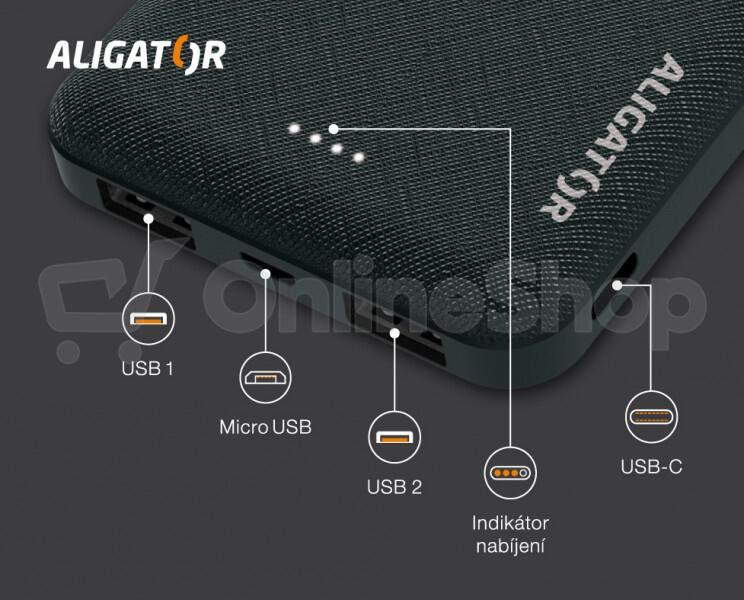 Powerbanka ALIGATOR PBAL1000, 10 000mAh 2v1, černá