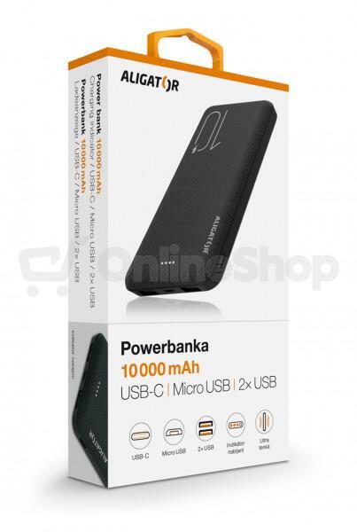 Powerbanka ALIGATOR PBAL1000, 10 000mAh 2v1, černá