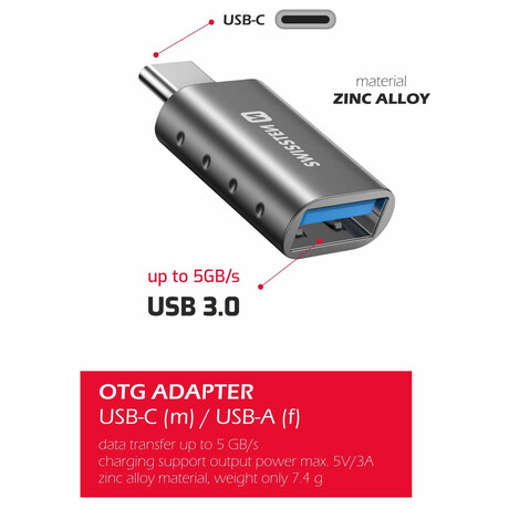 SWISSTEN OTG ADAPTER USB-C(M)/USB-A(F)