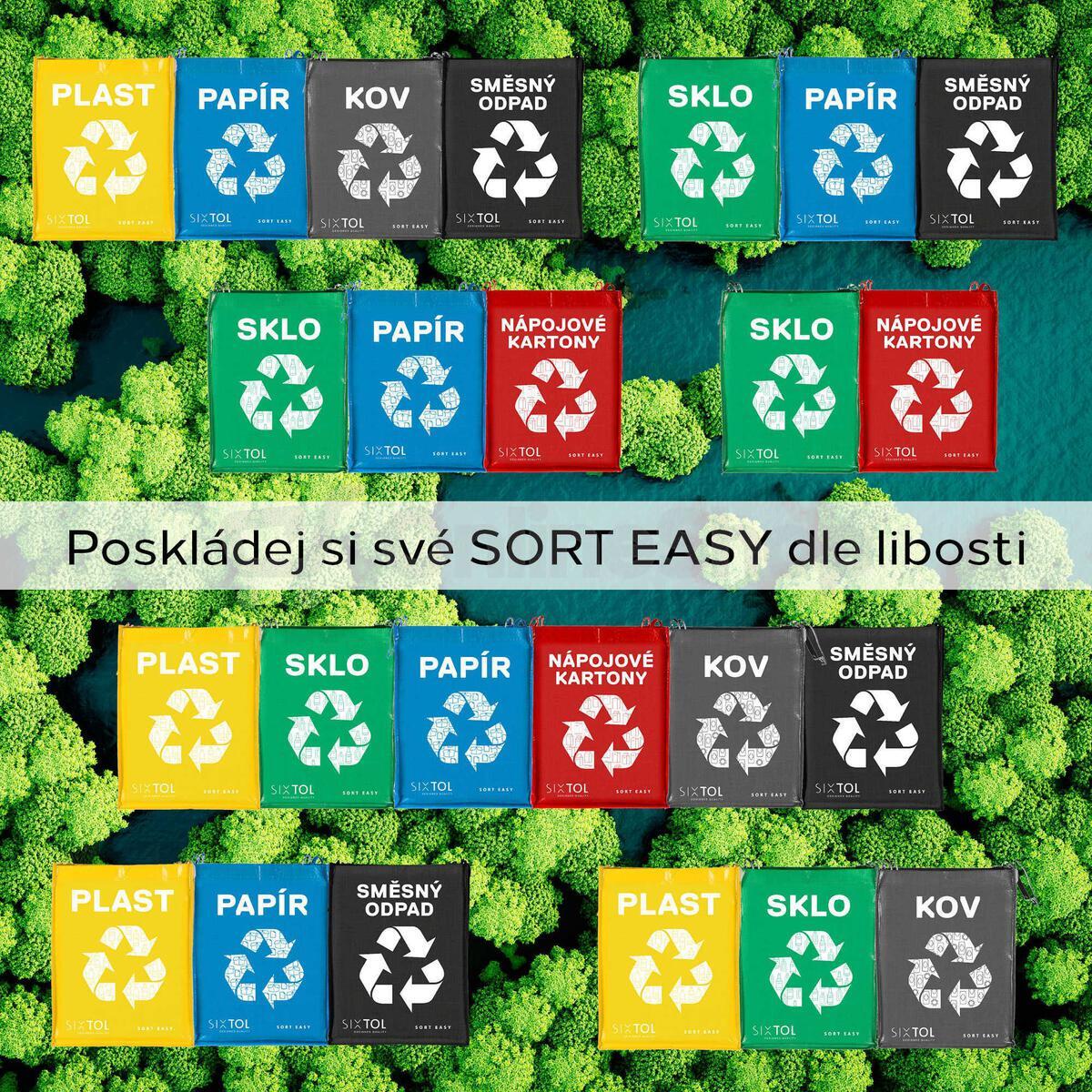 Taška na tříděný odpad SIXTOL SORT EASY MIXED 30x30x40cm, 36l