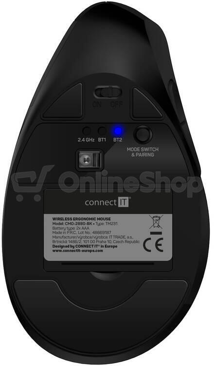 CONNECT IT FOR HEALTH Verti TriMode ergonomická vertikální myš, bezdrátová, ČERNÁ (CMO-2880-BK)