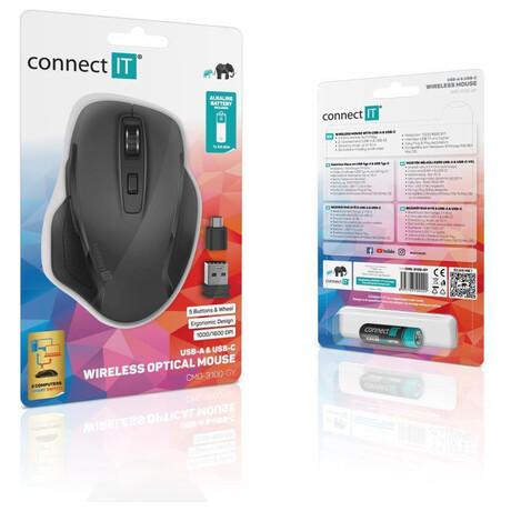 CONNECT IT&nbsp;Dual SmartSwitch bezdrátová myš, USB-A +&nbsp;C (foto 6)
