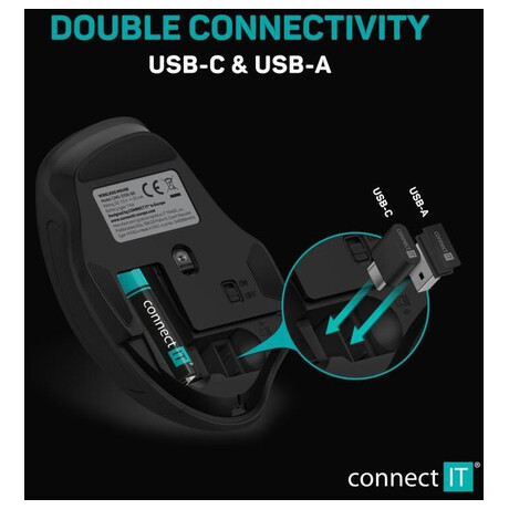 CONNECT IT&nbsp;Dual SmartSwitch bezdrátová myš, USB-A +&nbsp;C (foto 5)