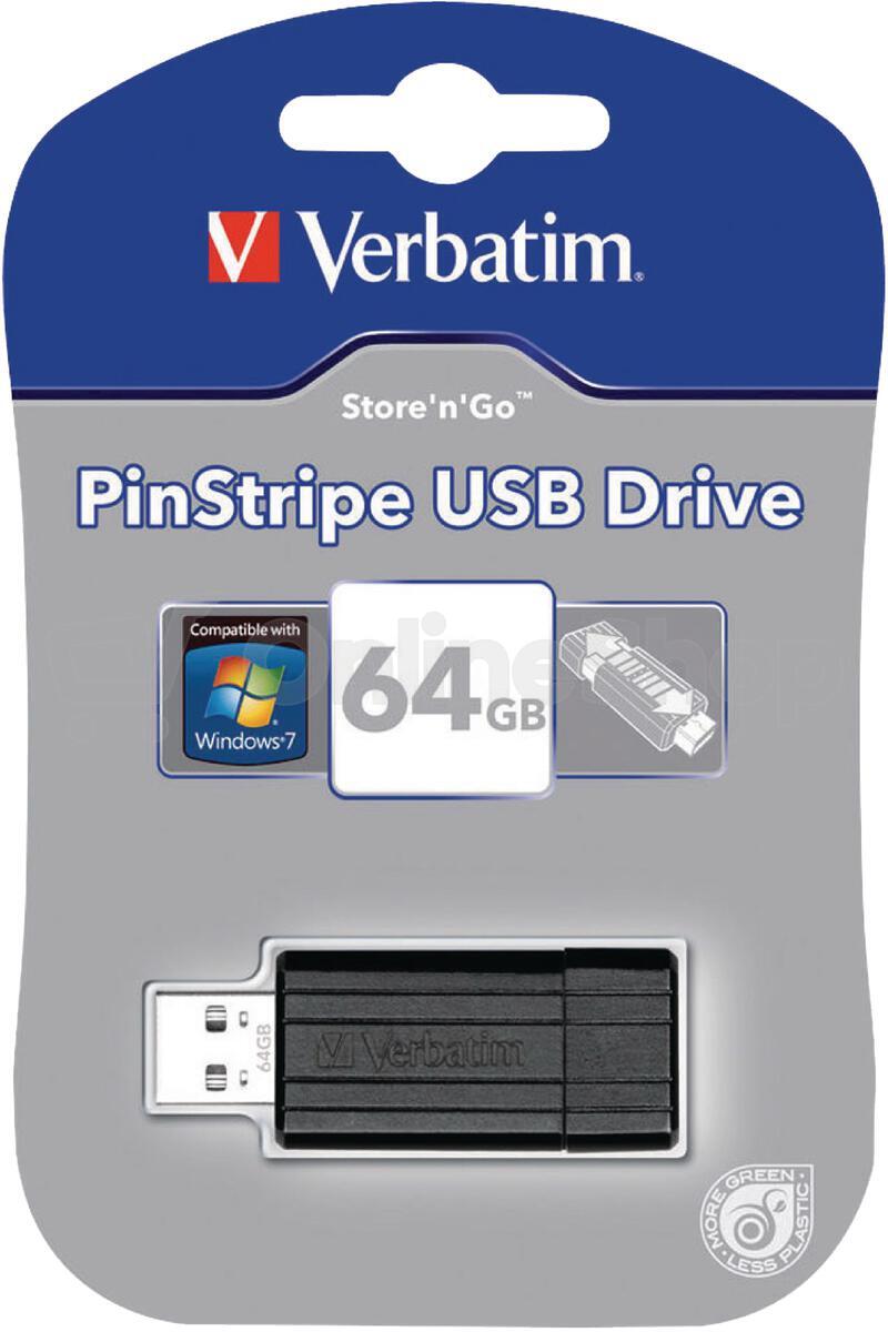 Flash disk VERBATIM Store 'n' Go PinStripe 64GB, černý