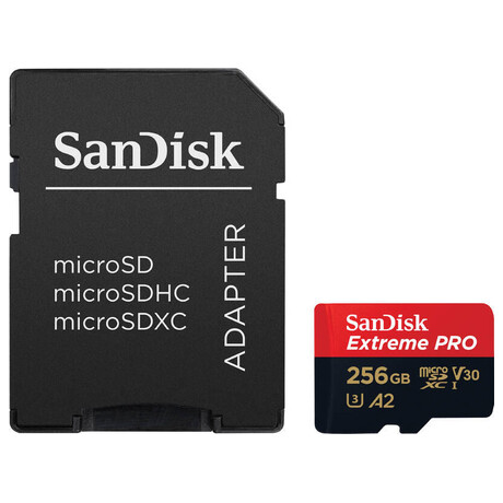 SanDisk micro SDXC karta 256GB Extreme PRO (200 MB/s Class 10, UHS-I U3 V30) + adaptr (SDSQXCD-256G-GN6MA)