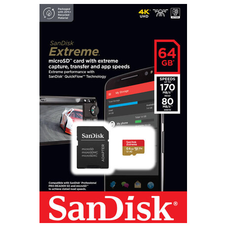 Sandisk sanDisk Extreme microSDXC 64GB 170MB/s + adaptr (SDSQXAH-064G-GN6MA)