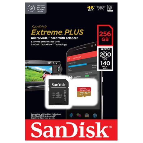 Sandisk sanDisk Extreme PLUS microSDXC 256GB 200MB/s +ada. (SDSQXBD-256G-GN6MA)