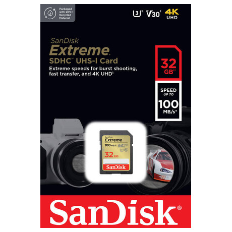 Sandisk sanDisk Extreme SDHC 32GB 100MB/s V30 UHS-I U3 (SDSDXVT-032G-GNCIN)