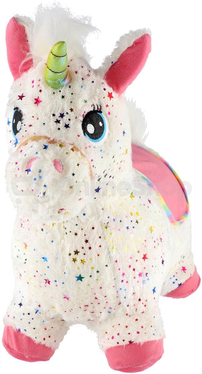 Hopsadlo Teddies Bílý jednorožec s hvězdičkami, výška 23 cm