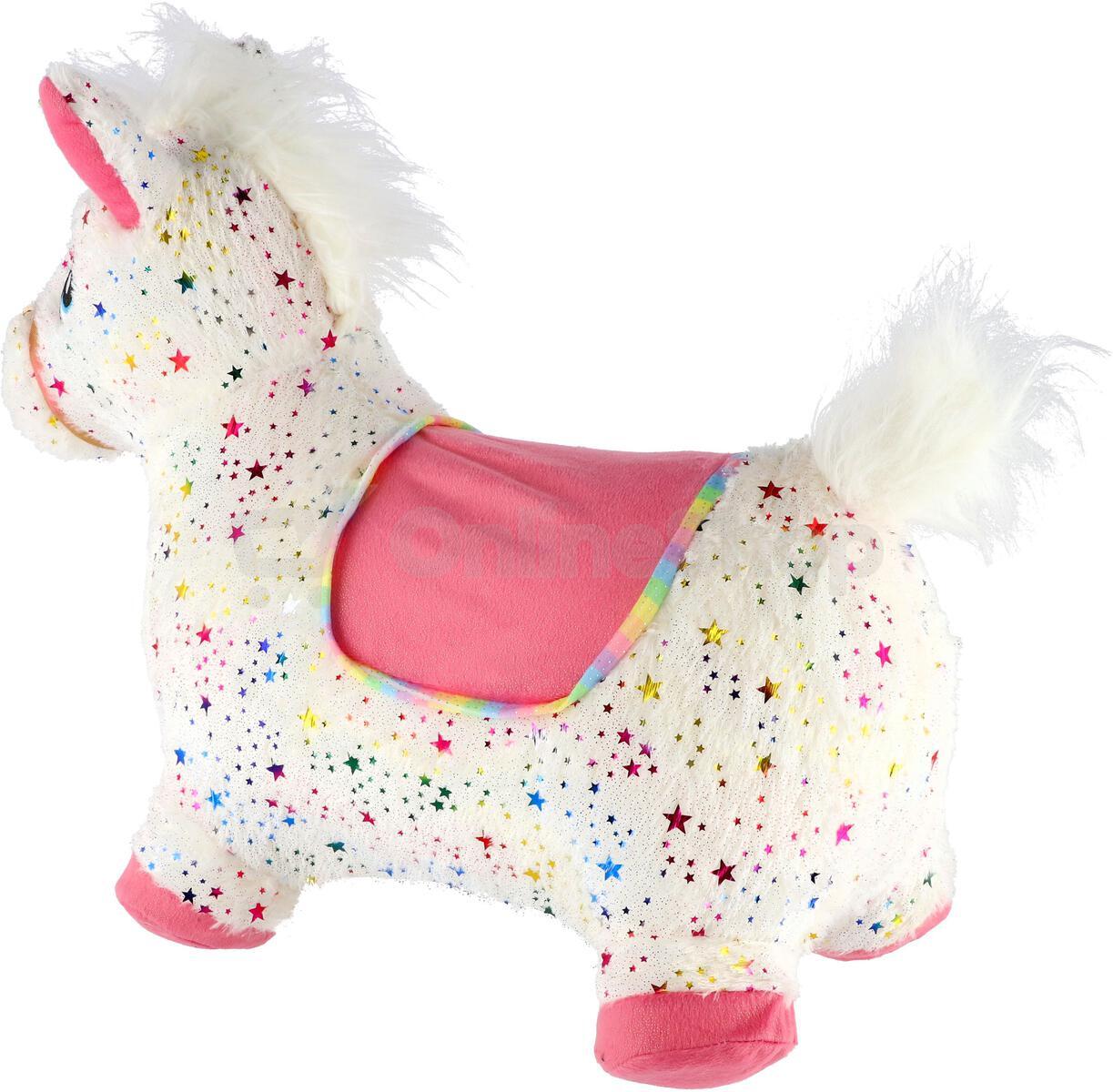Hopsadlo Teddies Bílý jednorožec s hvězdičkami, výška 23 cm