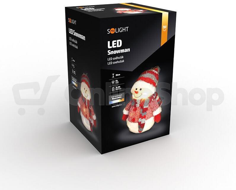 Solight LED sněhulák, 26cm, 6x LED, IP20, 3x AA