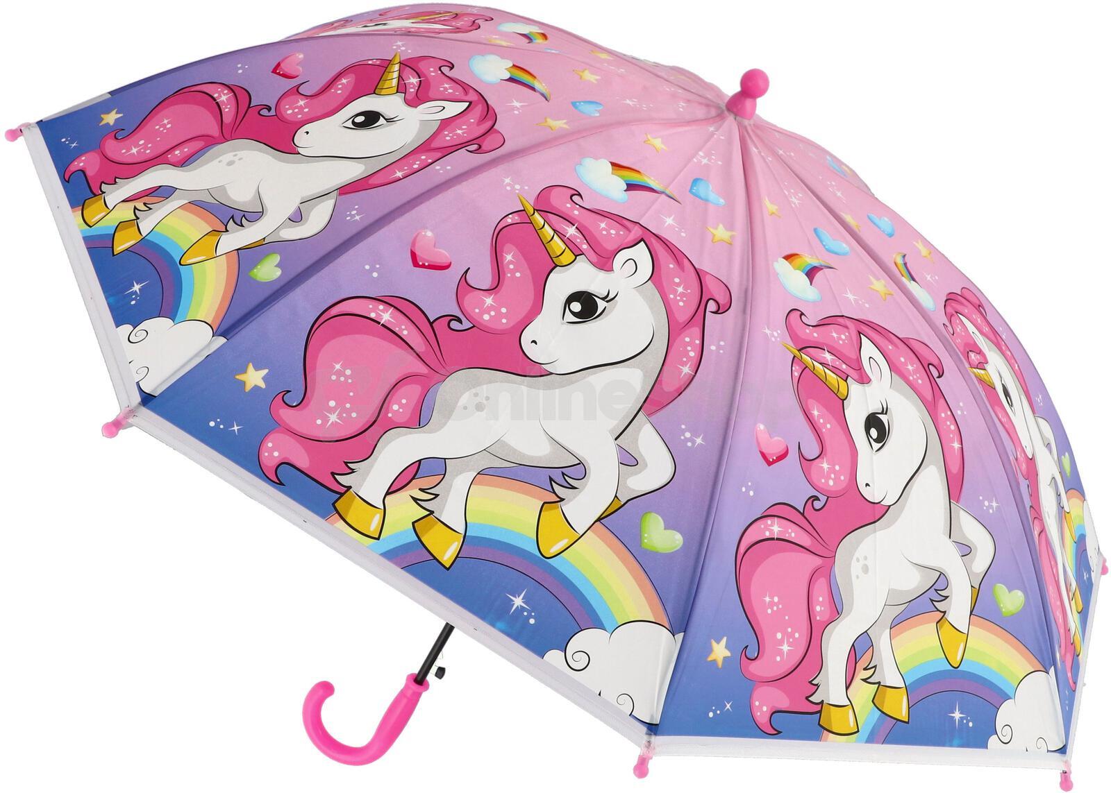 Teddies Deštník Jednorožec plast/kov vystřelovací 64cm v sáčku