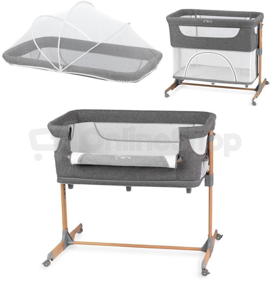 Postýlka MoMi SMART BED 4v1 šedá