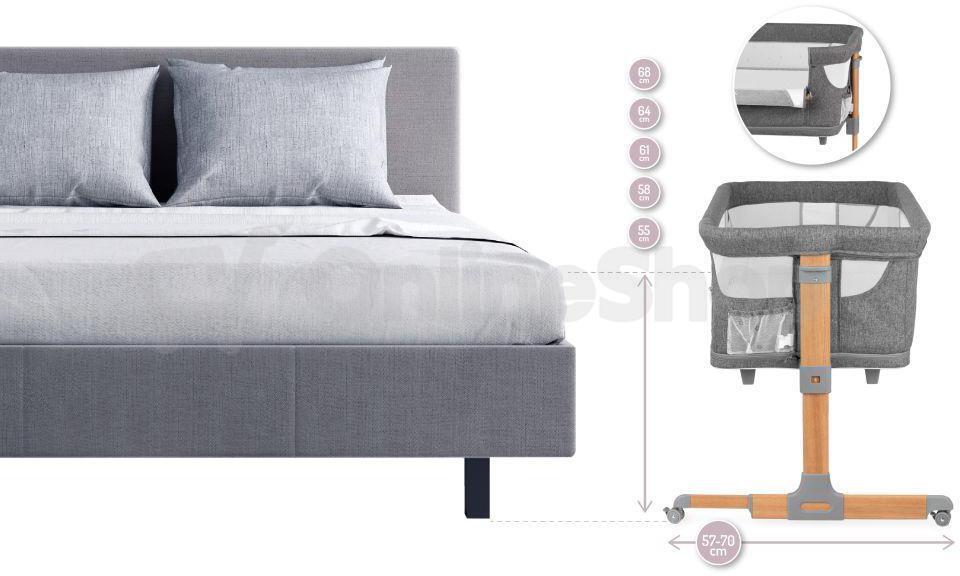 Postýlka MoMi SMART BED 4v1 šedá