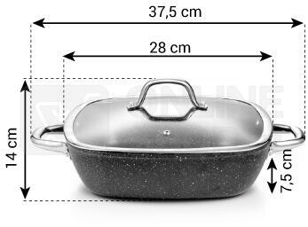 Deep square frying pan PRESIDENT Stone with cover 28 x 28 cm