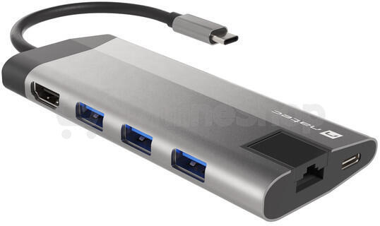 NATEC multiport adaptér FOWLER PLUS HUB 8v1, USB 3.0 3X, HDMI 4K, USB-C PD, RJ45, SD, MICRO (NMP-1690)