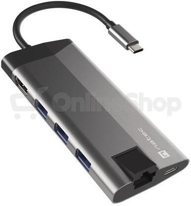 NATEC multiport adaptér FOWLER PLUS HUB 8v1, USB 3.0 3X, HDMI 4K, USB-C PD, RJ45, SD, MICRO (NMP-1690)