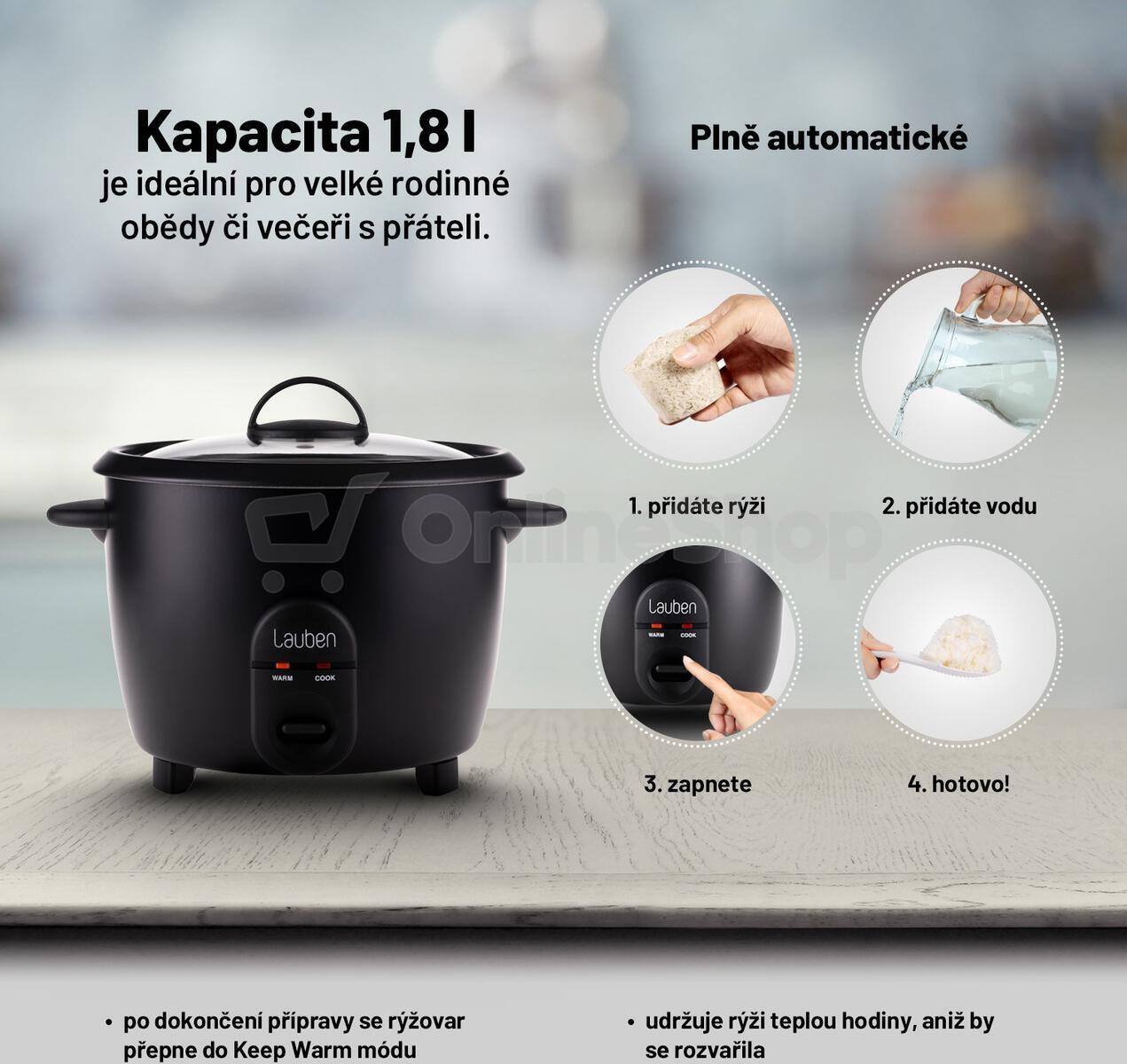 Rýžovar Lauben Rice Cooker 1800BC