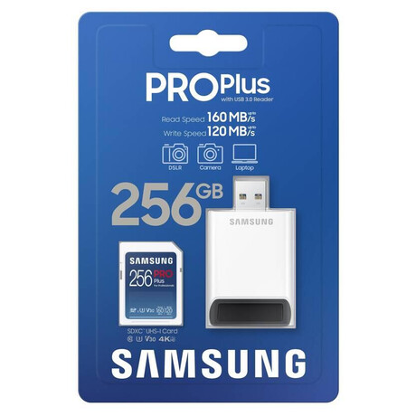 Samsung PRO Plus / SDXC / 256GB / 160MBps / UHS-I U3 / Class 10/+ Adaptr (MB-SD256KB/WW)