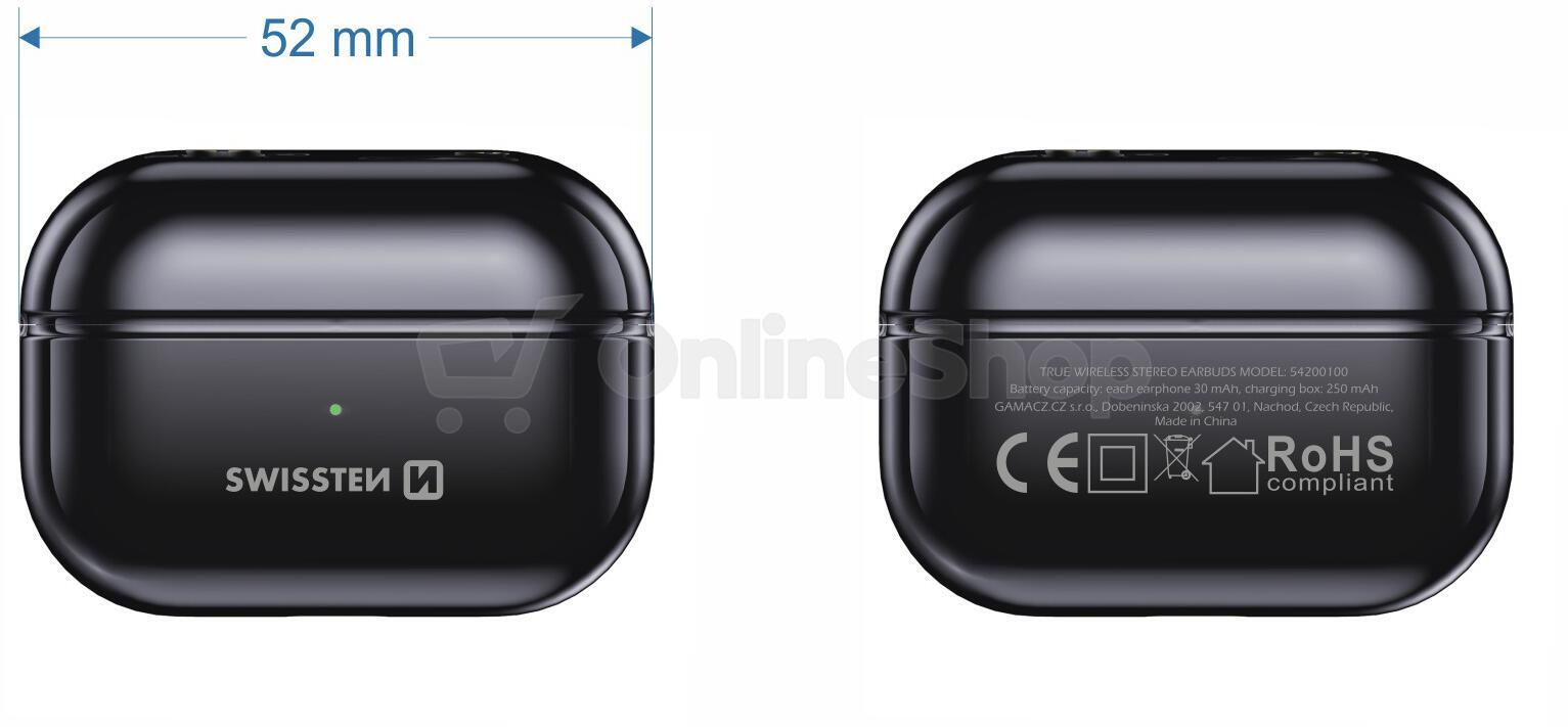 BLUETOOTH TWS SLUCHÁTKA SWISSTEN MINIPODS ČERNÁ