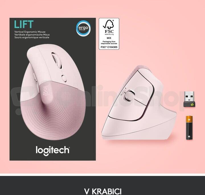 Logitech Lift Vertical Ergonomic Mouse - ROSE/DARK ROSE - EMEA (910-006478)