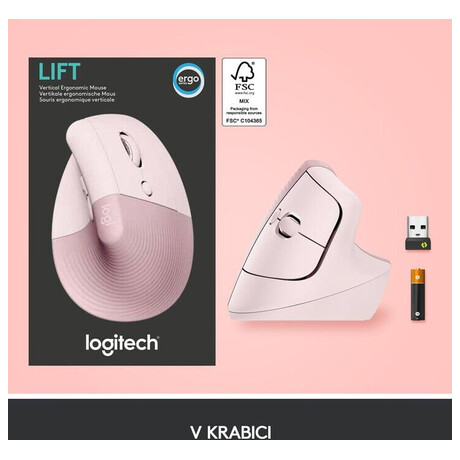 Logitech Lift Vertical Ergonomic Mouse - ROSE/DARK ROSE - EMEA (910-006478)