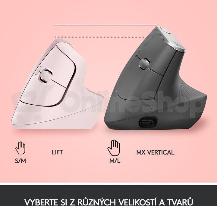 Logitech Lift Vertical Ergonomic Mouse - ROSE/DARK ROSE - EMEA (910-006478)