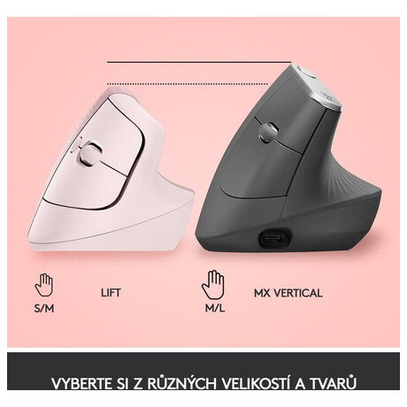 Logitech Lift Vertical Ergonomic Mouse - ROSE/DARK ROSE - EMEA (910-006478)