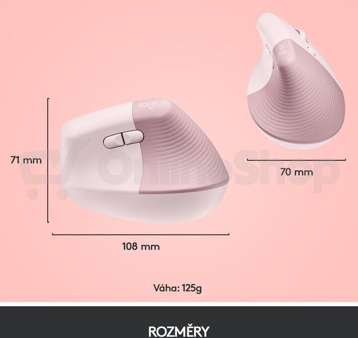 Logitech Lift Vertical Ergonomic Mouse - ROSE/DARK ROSE - EMEA (910-006478)