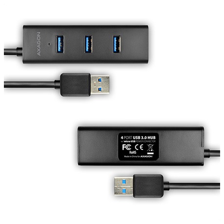 AXAGON hub USB-A / HUE-S2BL / USB 3.2 Gen1 / 4x USB-A / MicroUSB / 1,2m