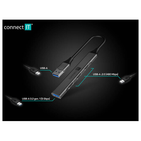 CONNECT IT USB-A hub, (1xUSB-A 3.0, 3xUSB-A 2.0), extern, ANTRACITOV (CHU-4050-AN)