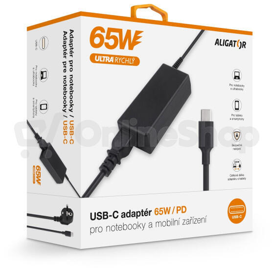Napájecí adaptér pro notebook USB-C ALIGATOR 65W